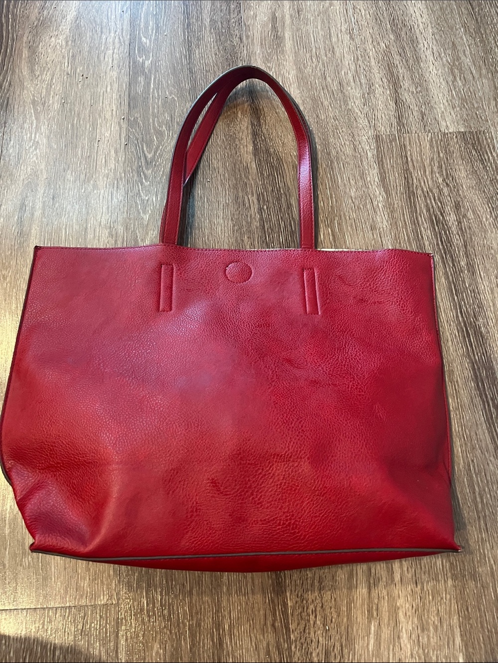 Everyday Large Red Faux Leather Tote Bag for Women